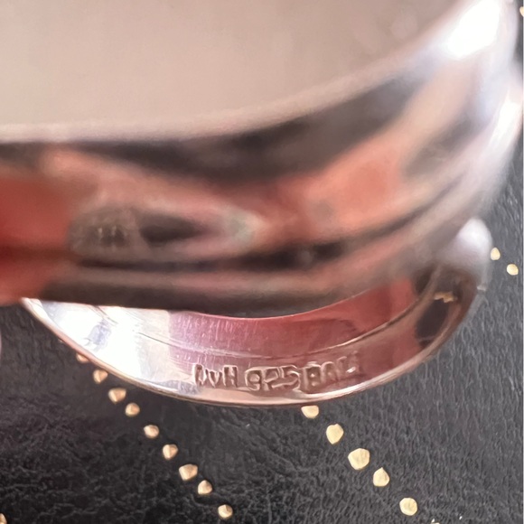 .925 Stamped Sterling Silver Large Sea Glass Ring Size 8 - Picture 4 of 4